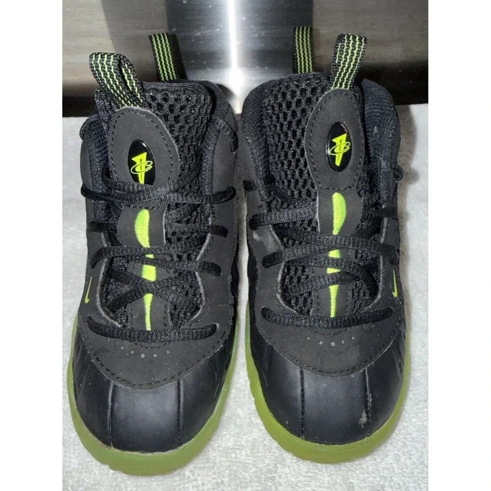 Nike Little Posite One Shoes Toddler Size‎ 8C Black Volt Foamposite HF0975-001